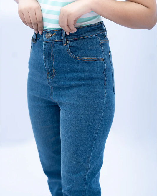 Dark blue denim jeans for women