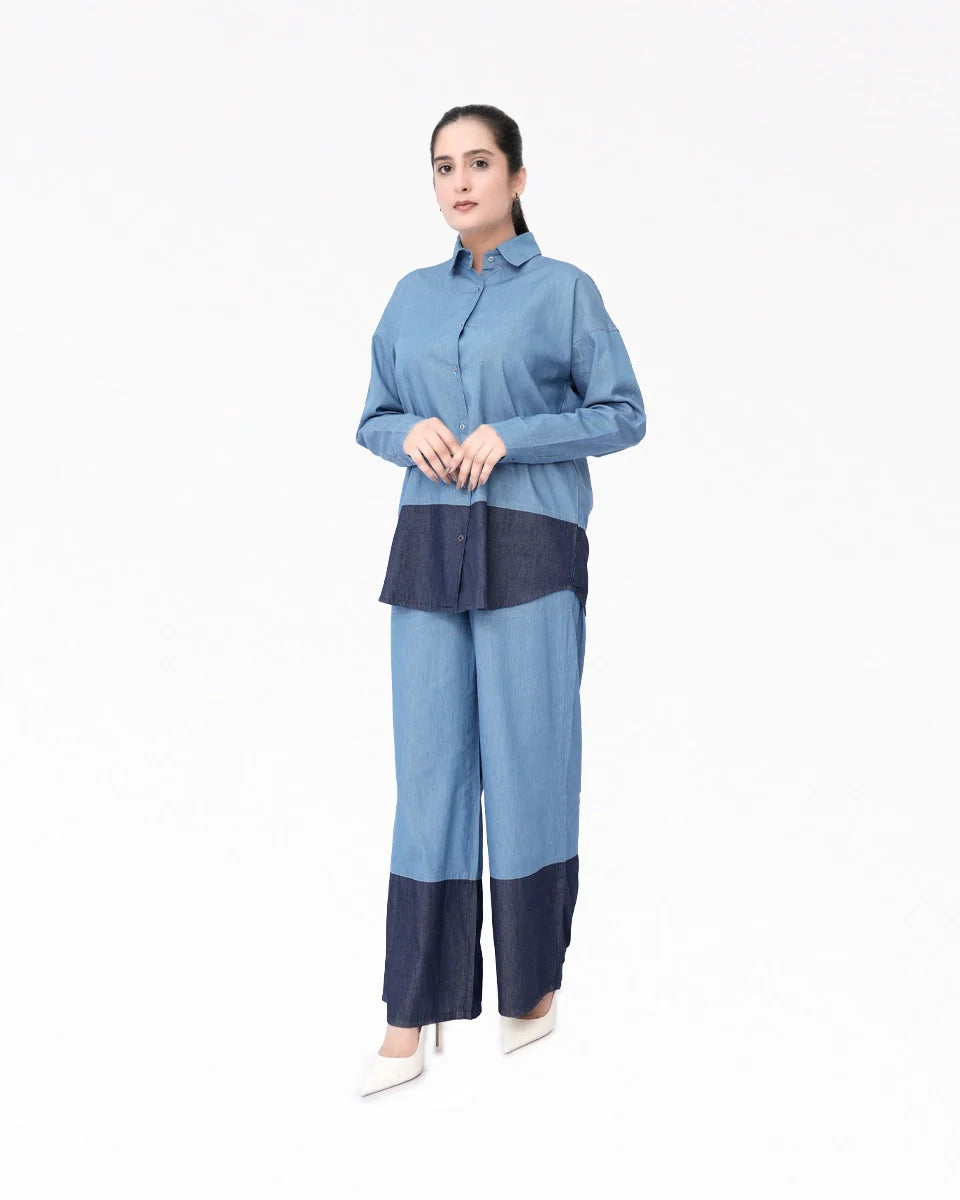 Women Denim Co-Ord Set – LT Blue