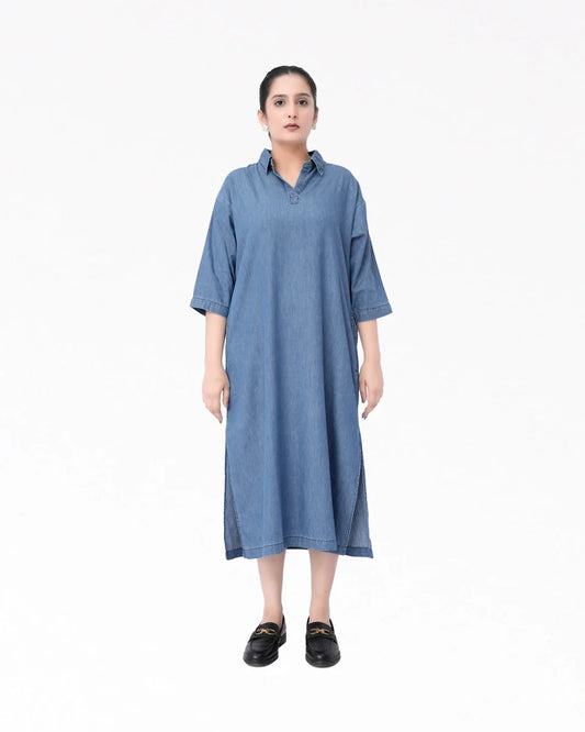 Denim  Long Dress Shirt- Lt Blue