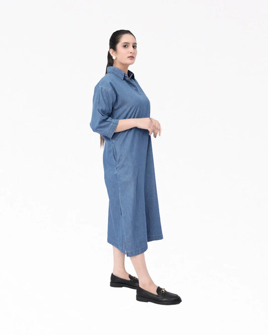 Denim  Long Dress Shirt- Lt Blue