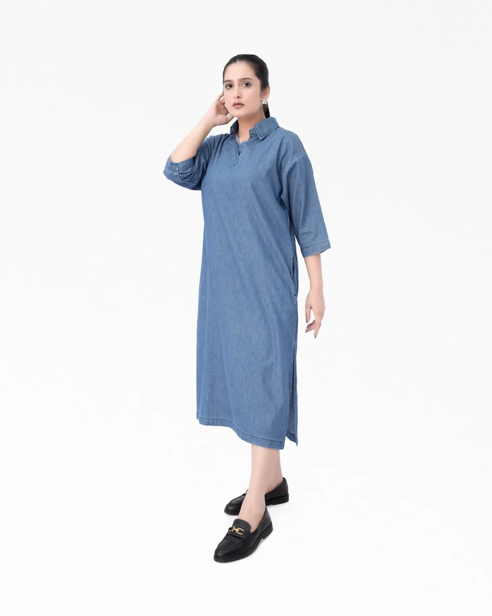 Denim  Long Dress Shirt- Lt Blue