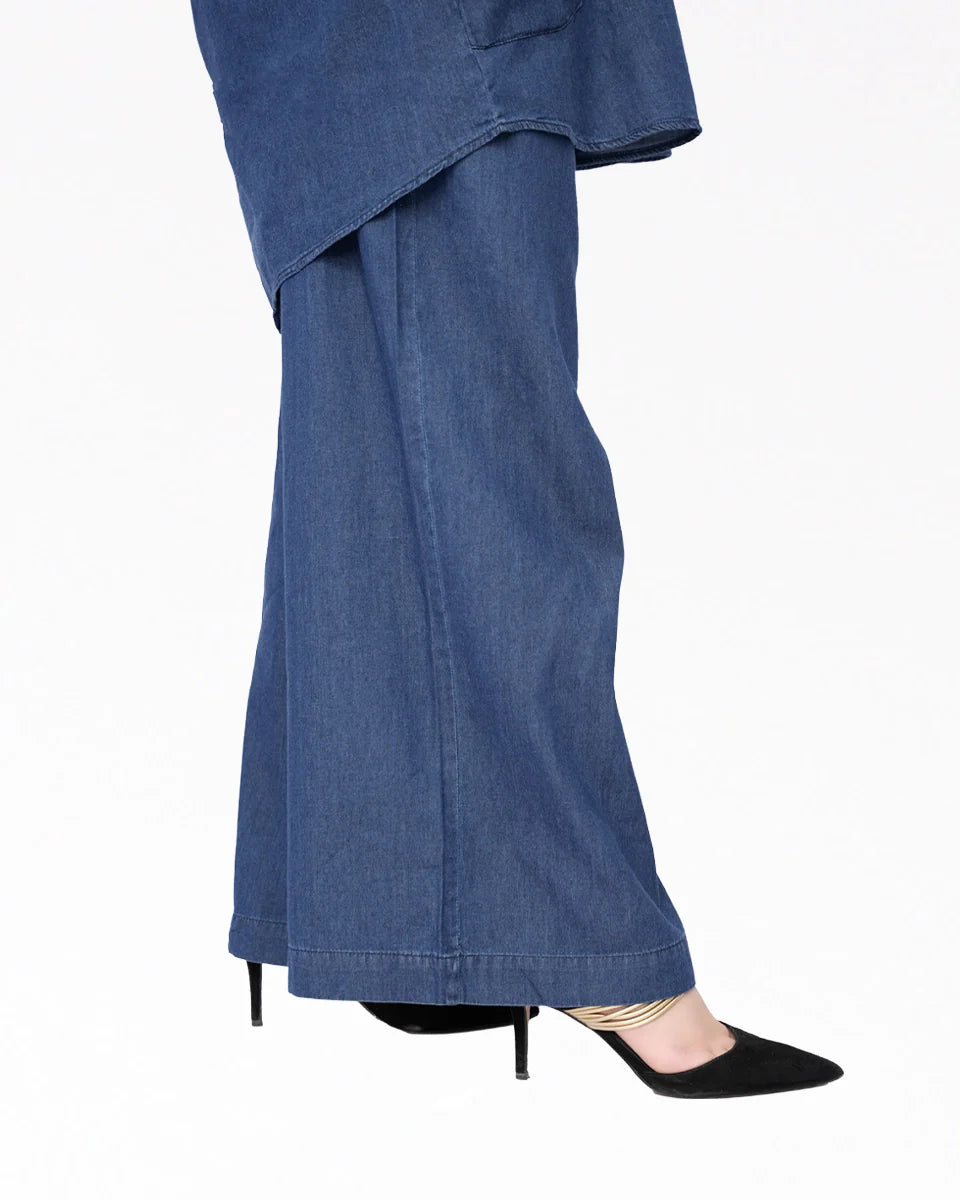 Women Denim Co-Ord Set – Mid Blue