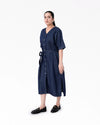 Denim  Long Dress Shirt- Indigo Blue
