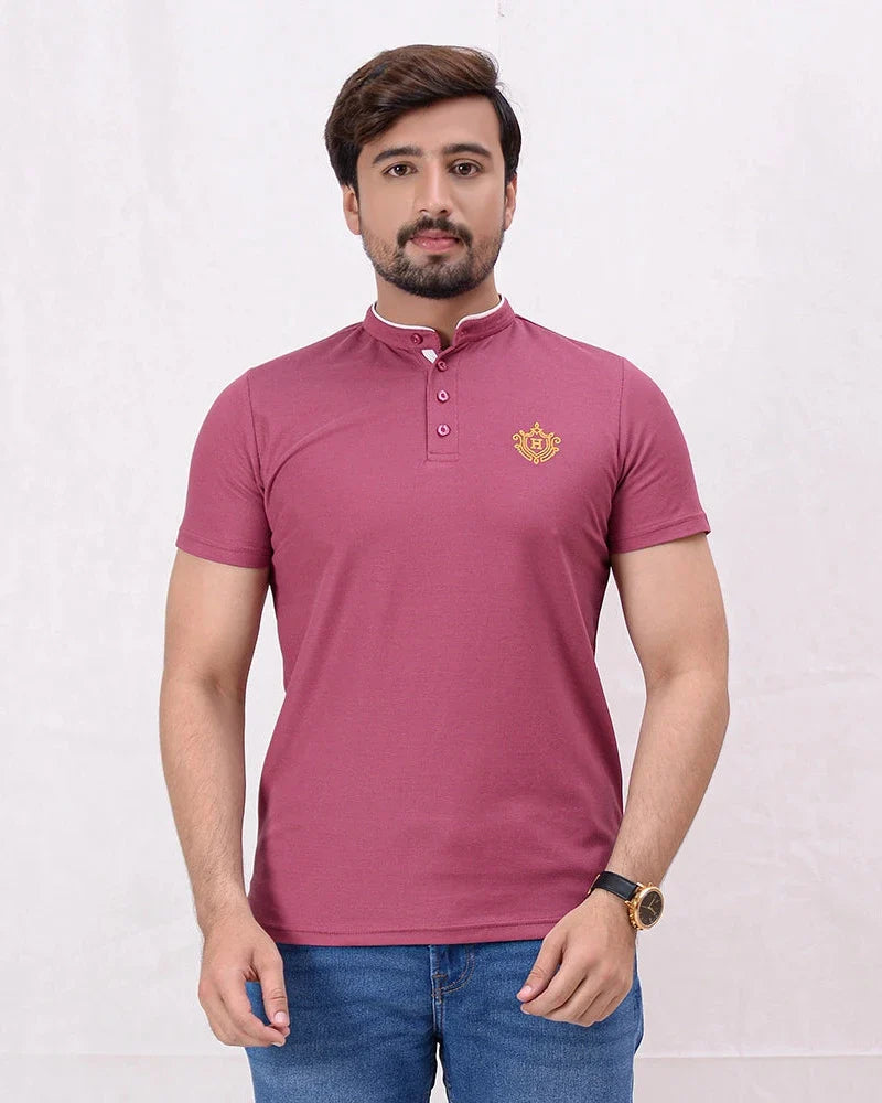 Men Ban Neck Polo Shirt - 3 Colors - Harwage