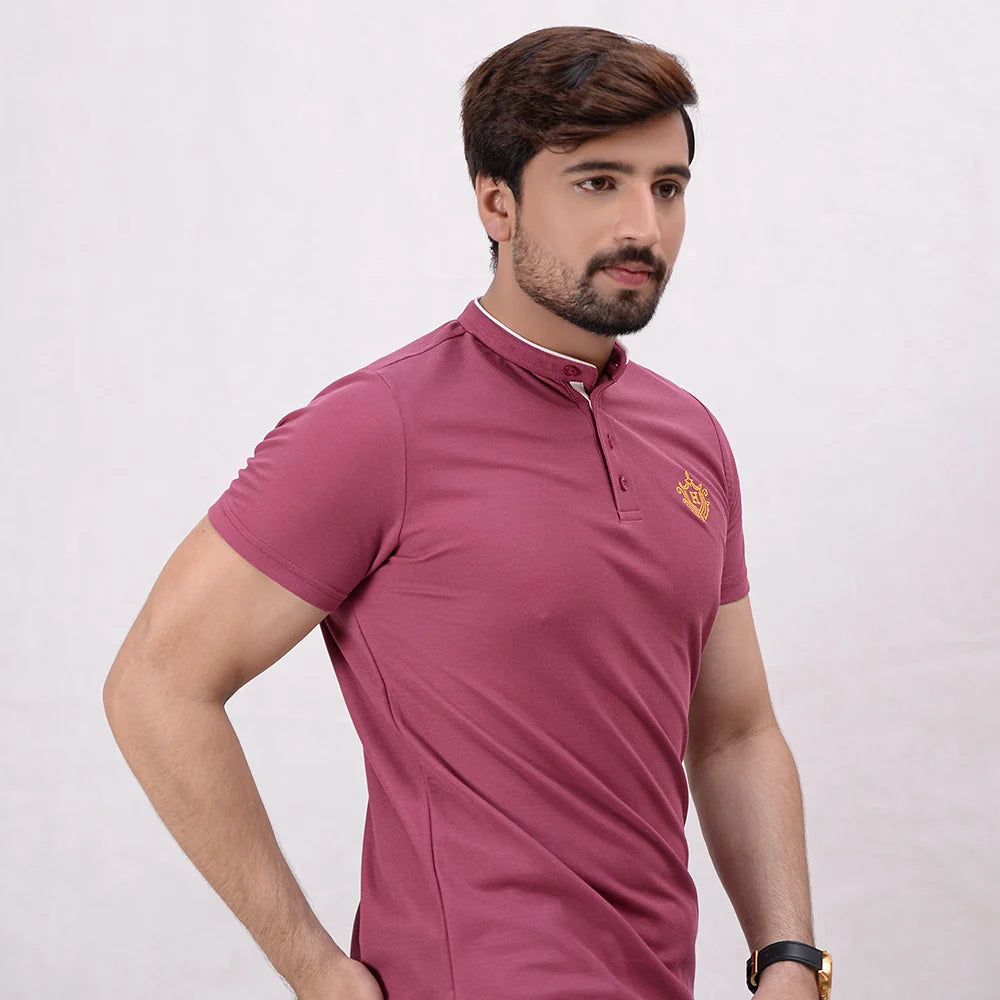 Men Ban Neck Polo Shirt - 3 Colors - Harwage