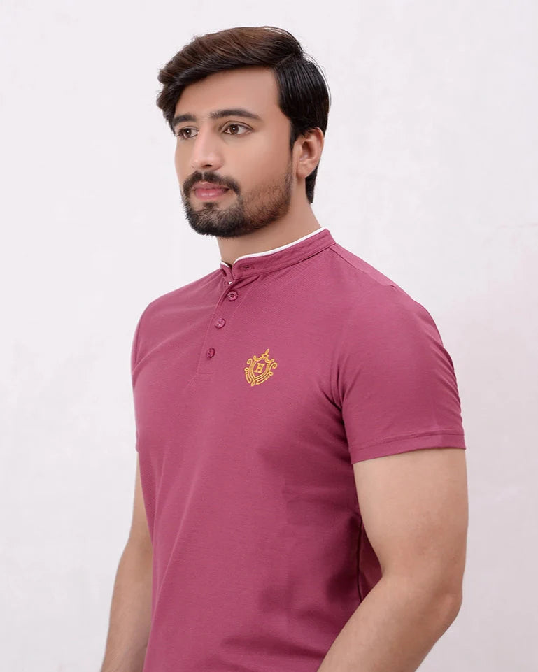 Men Ban Neck Polo Shirt - 3 Colors - Harwage
