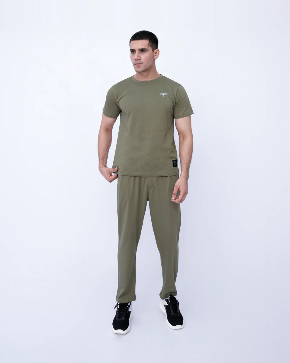 Men’s Solid Co-ord Set – Deep Lichen Green