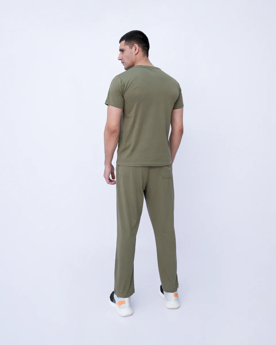Men’s Solid Co-ord Set – Deep Lichen Green