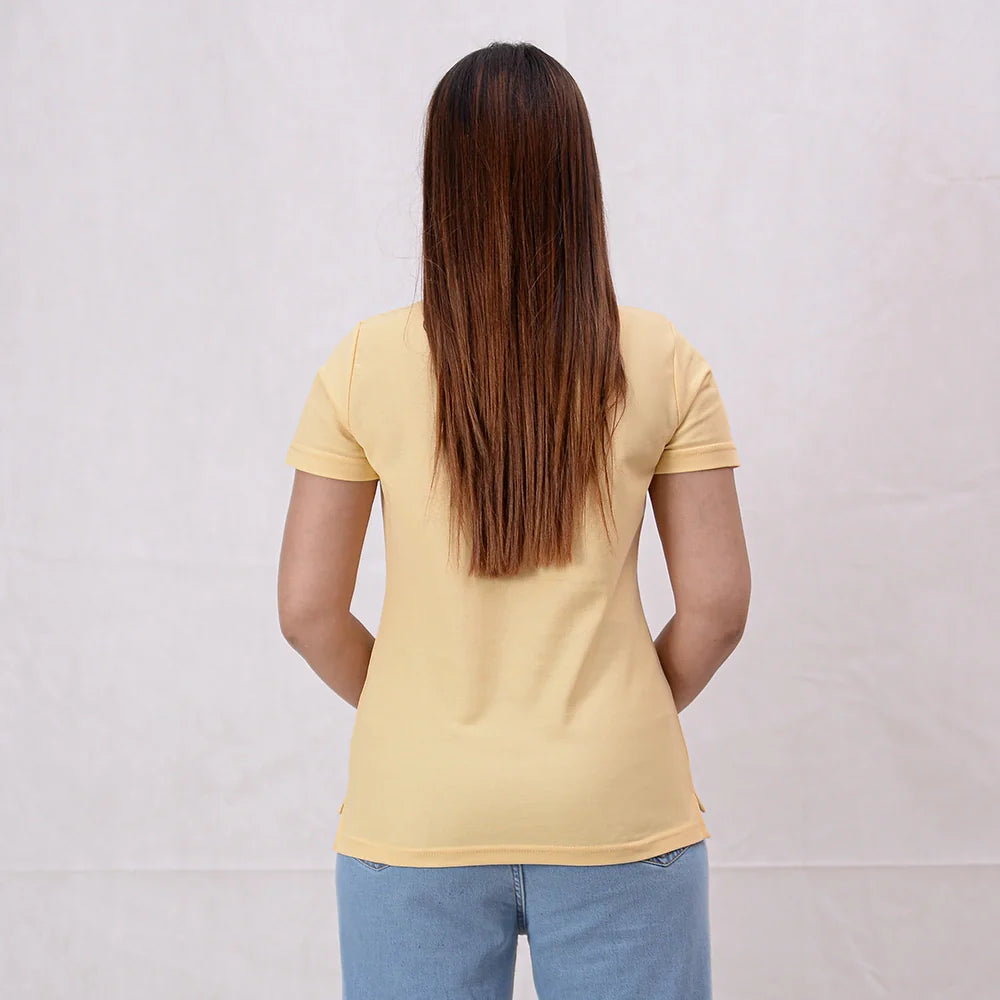Women Basic Premium Polo Shirt - Sunlight - Harwage