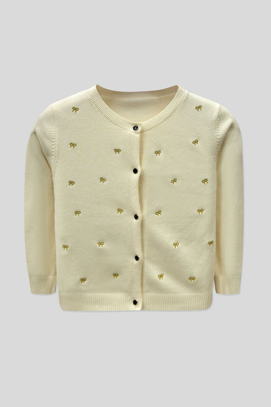 Little Girls’ Cotton Cardigan - Cloud Cream