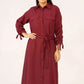 Women Woven Long Dress - Maroon