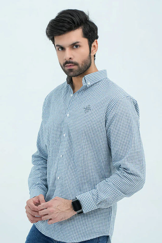 Men Basic Checkered Casual Shirt - Blue