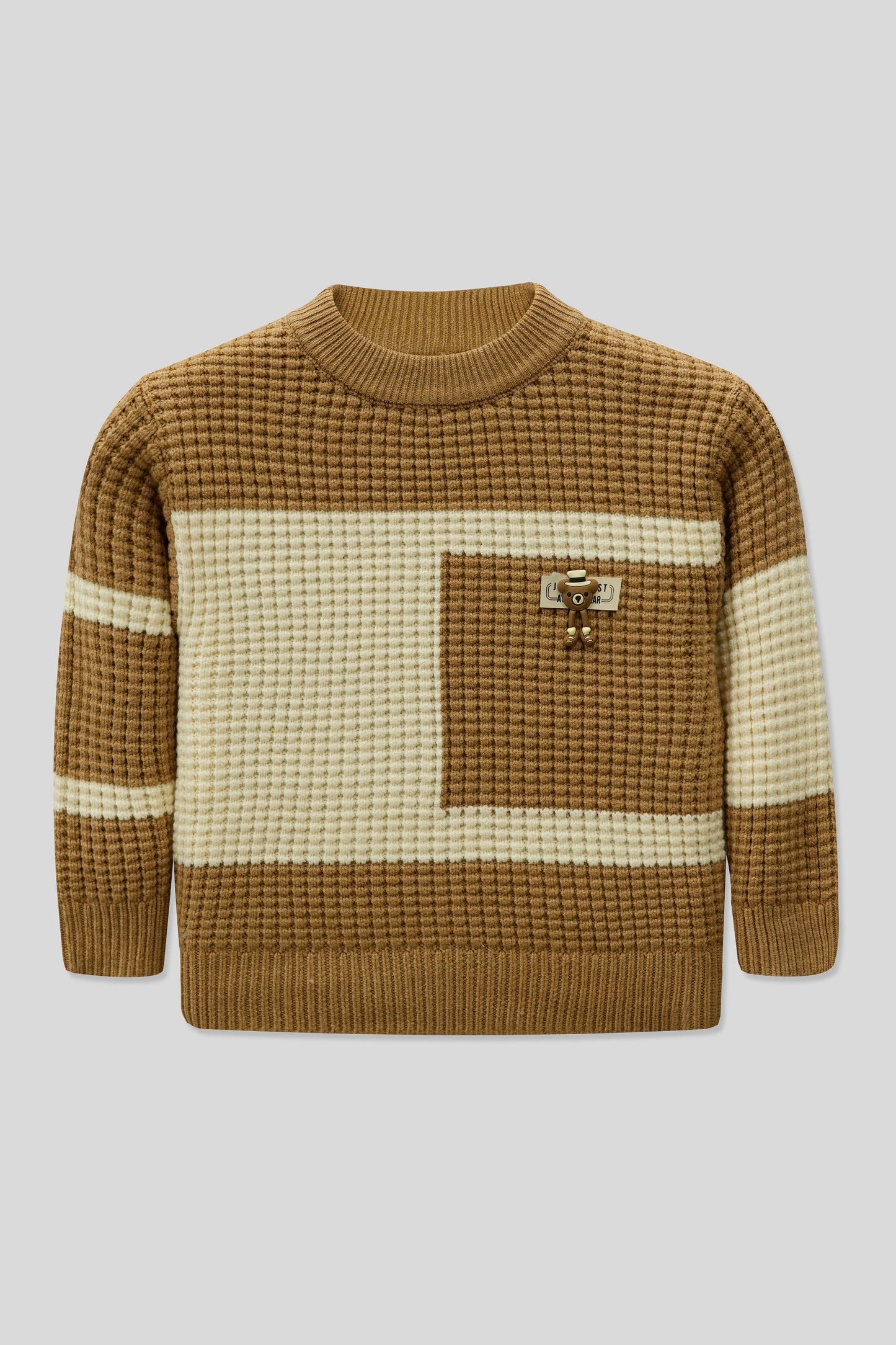 Little Boys R-Neck Wool Cardigan - Honey