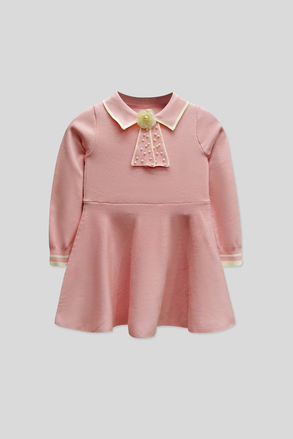 Little Girls’ Wool Frock - Tea Pink