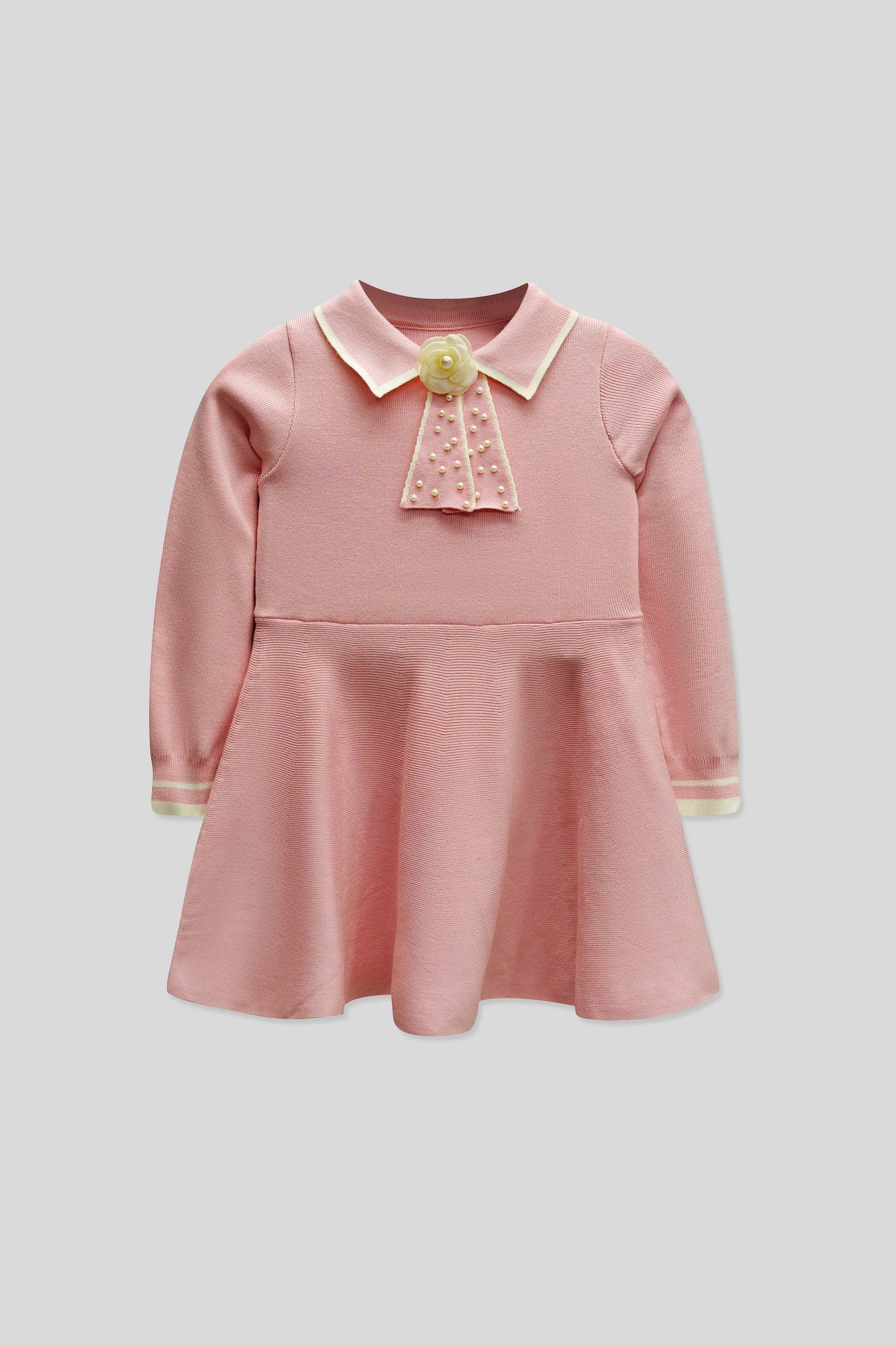 Little Girls’ Wool Frock - Tea Pink