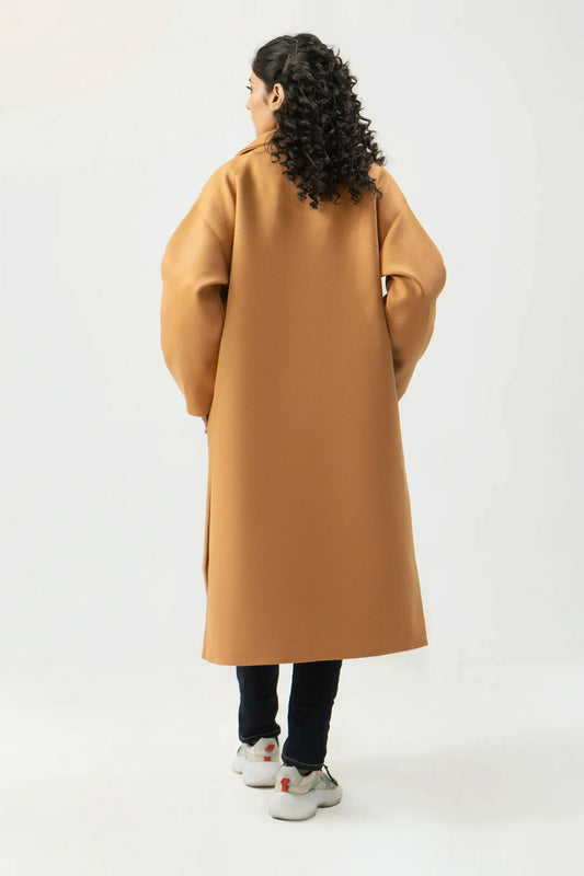 Women Winter Long Tweed Coat – Beige