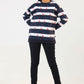 Women Sweatshirt Regular Fit - Multi Navy Blue