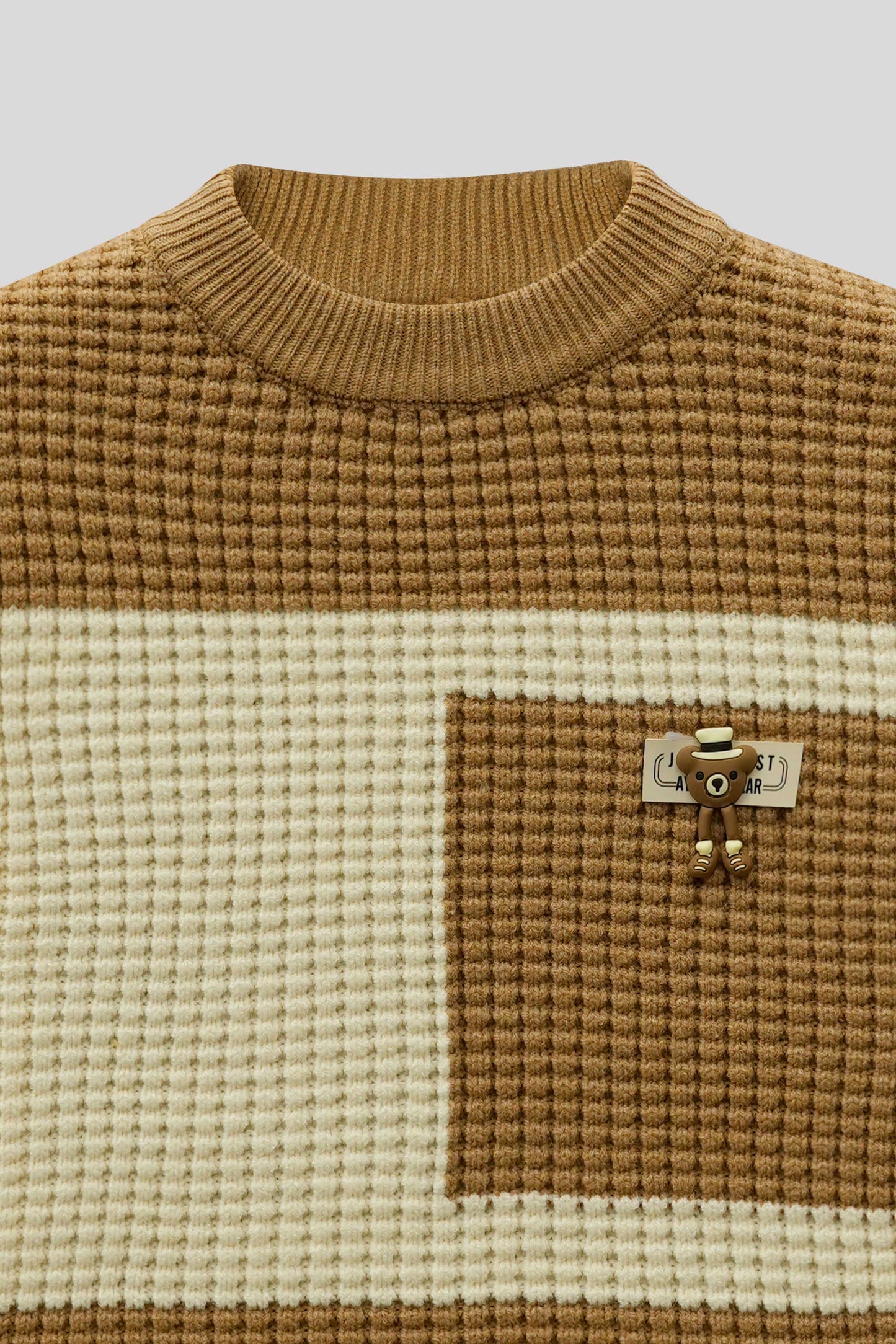Little Boys R-Neck Wool Cardigan - Honey