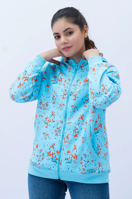 Women Allover Print Zipper Hoodie - T Breeze