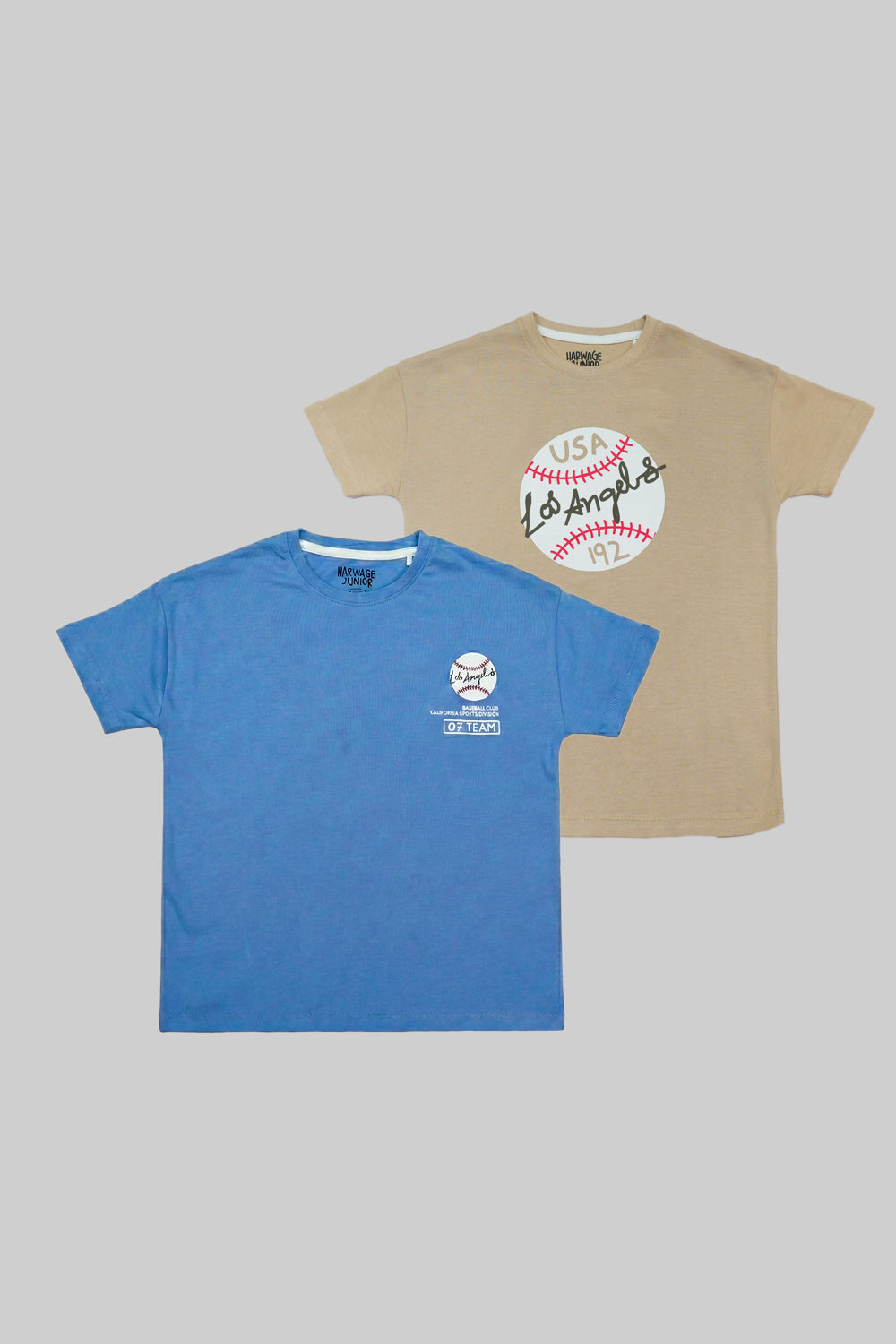 Junior Kids Pack of Two T-Shirt – Sky blue and beige