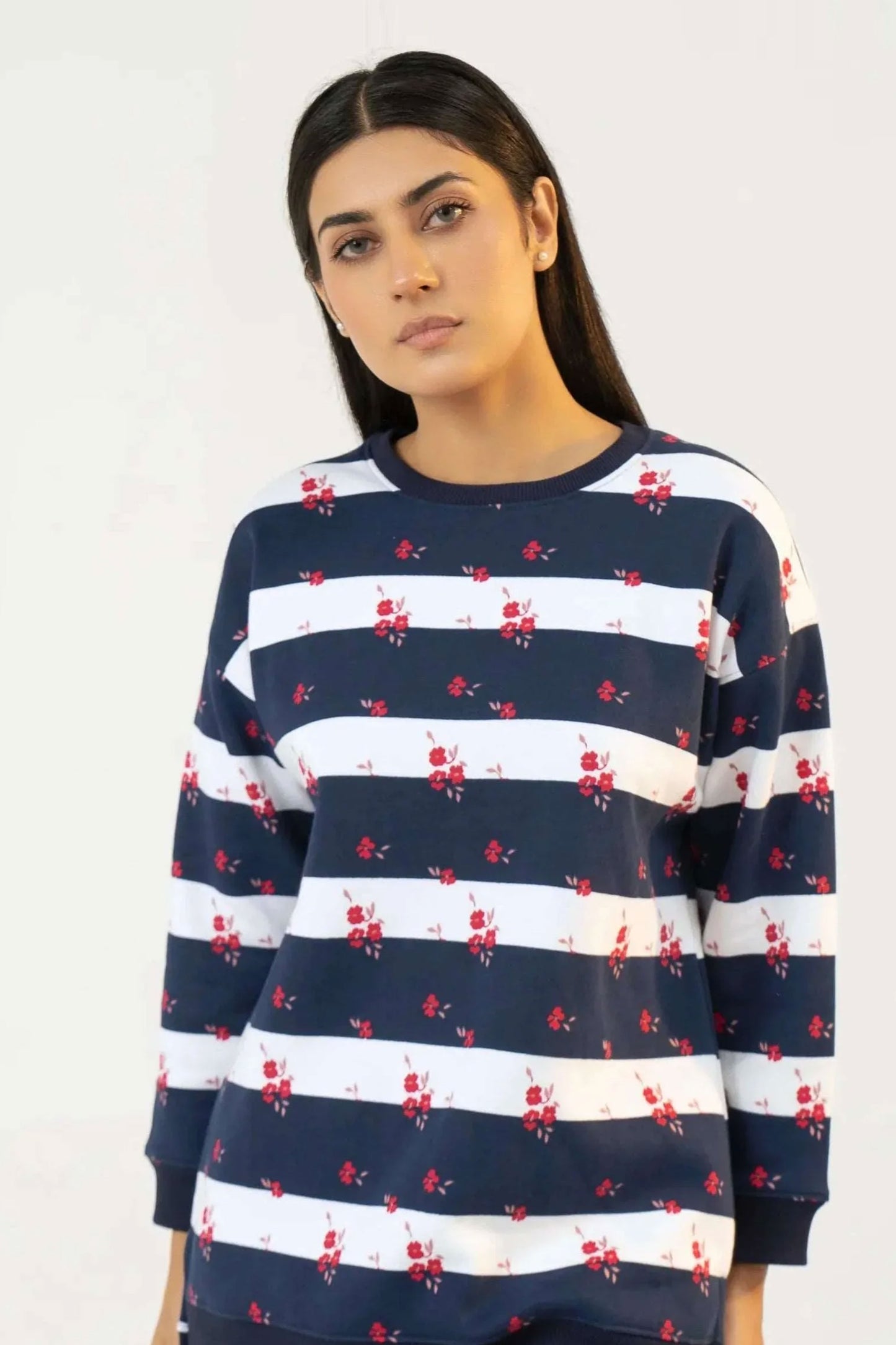 Women Sweatshirt Regular Fit - Multi Navy Blue