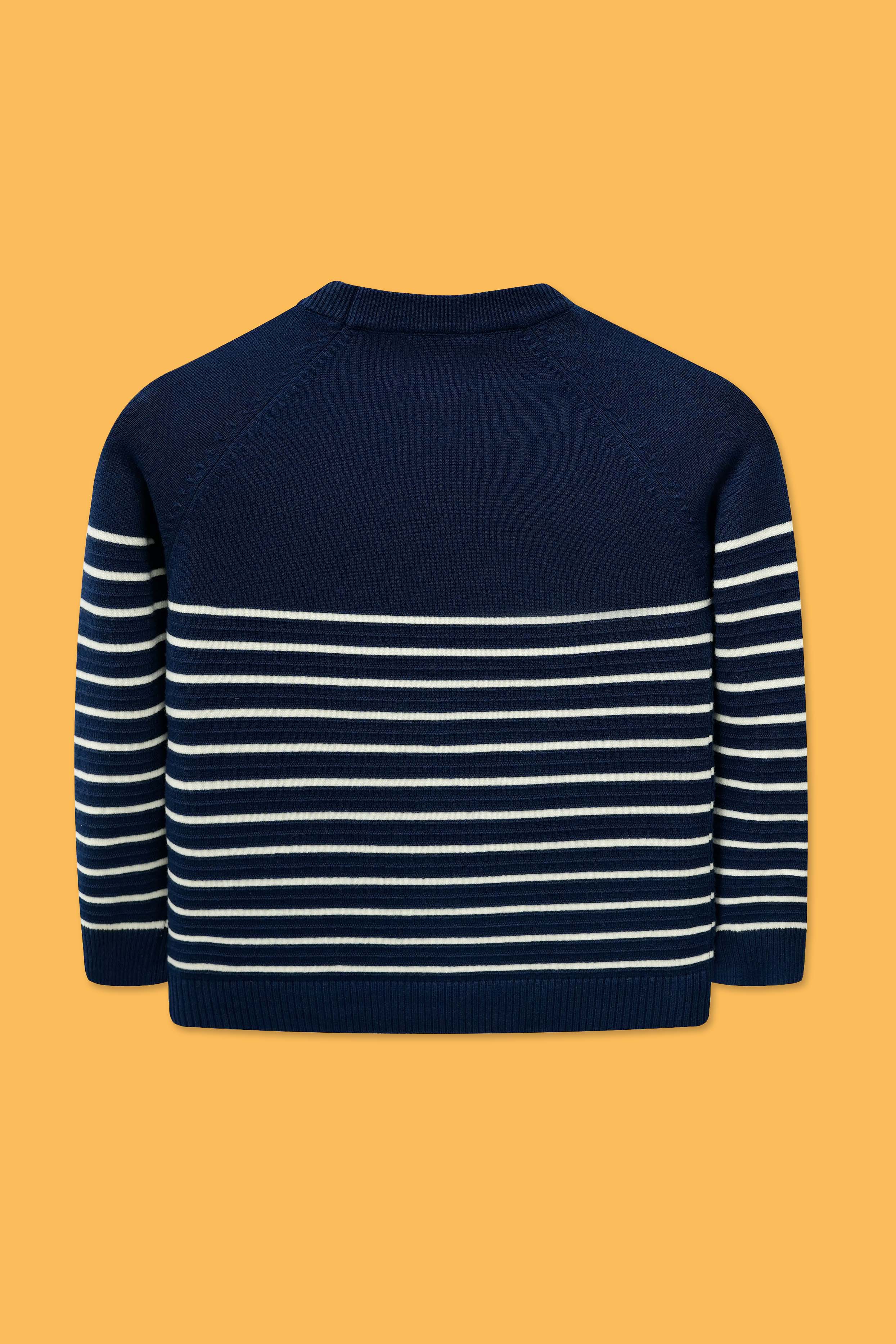 Junior Boys’ R-Neck Wool Cardigan - Navy