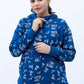 Women Allover Print Zipper Hoodie - Classic Blue