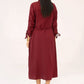 Women Woven Long Dress - Maroon