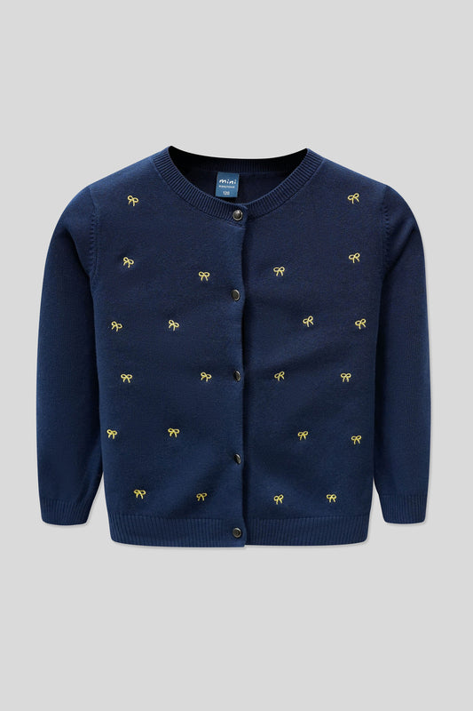 Little Girls’ Cotton Cardigan - Ink Blue