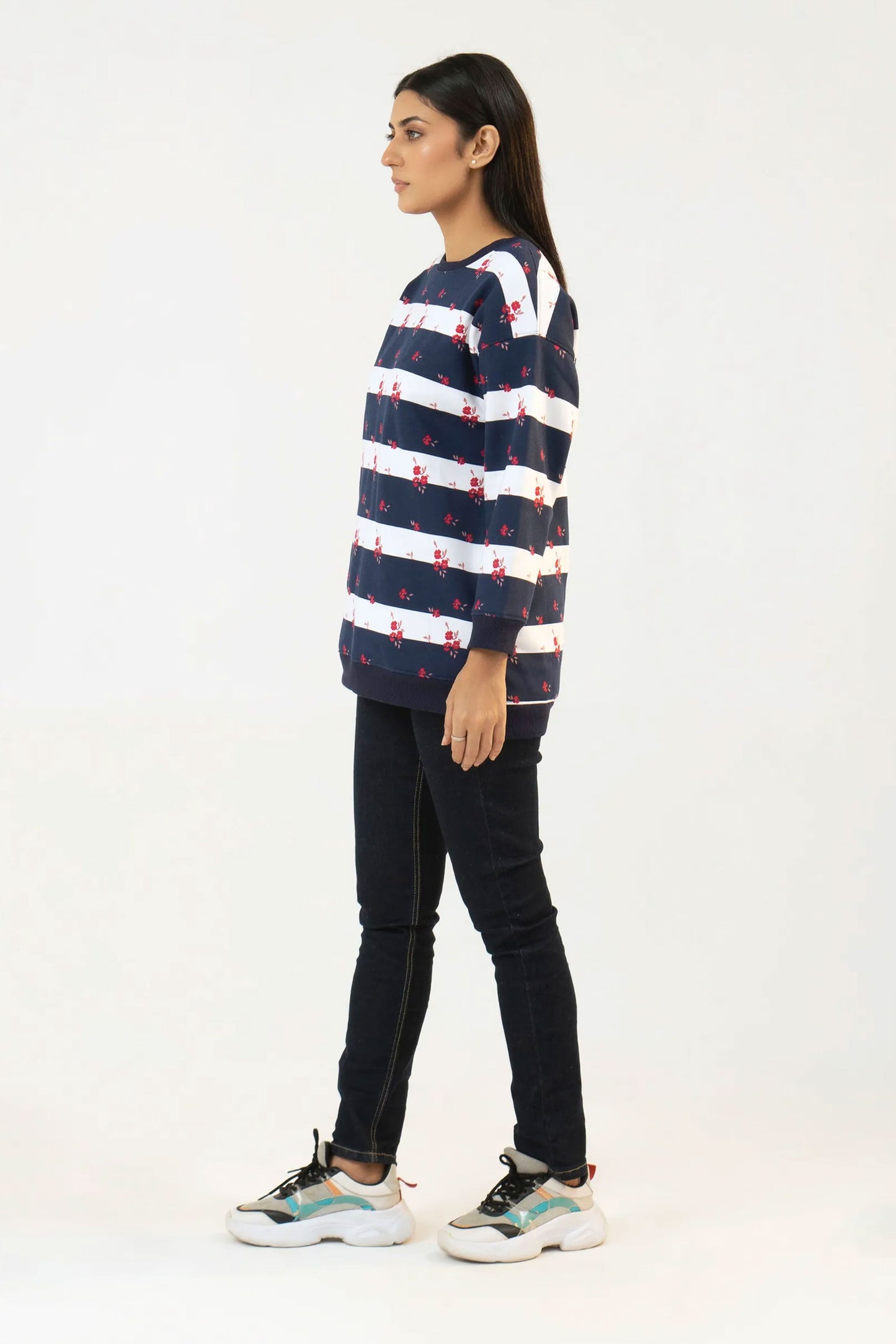 Women Sweatshirt Regular Fit - Multi Navy Blue
