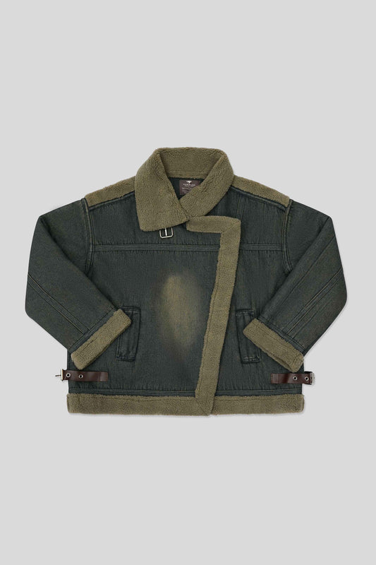 Women’s Fleece-Lined Denim Jacket - Dirty Wash