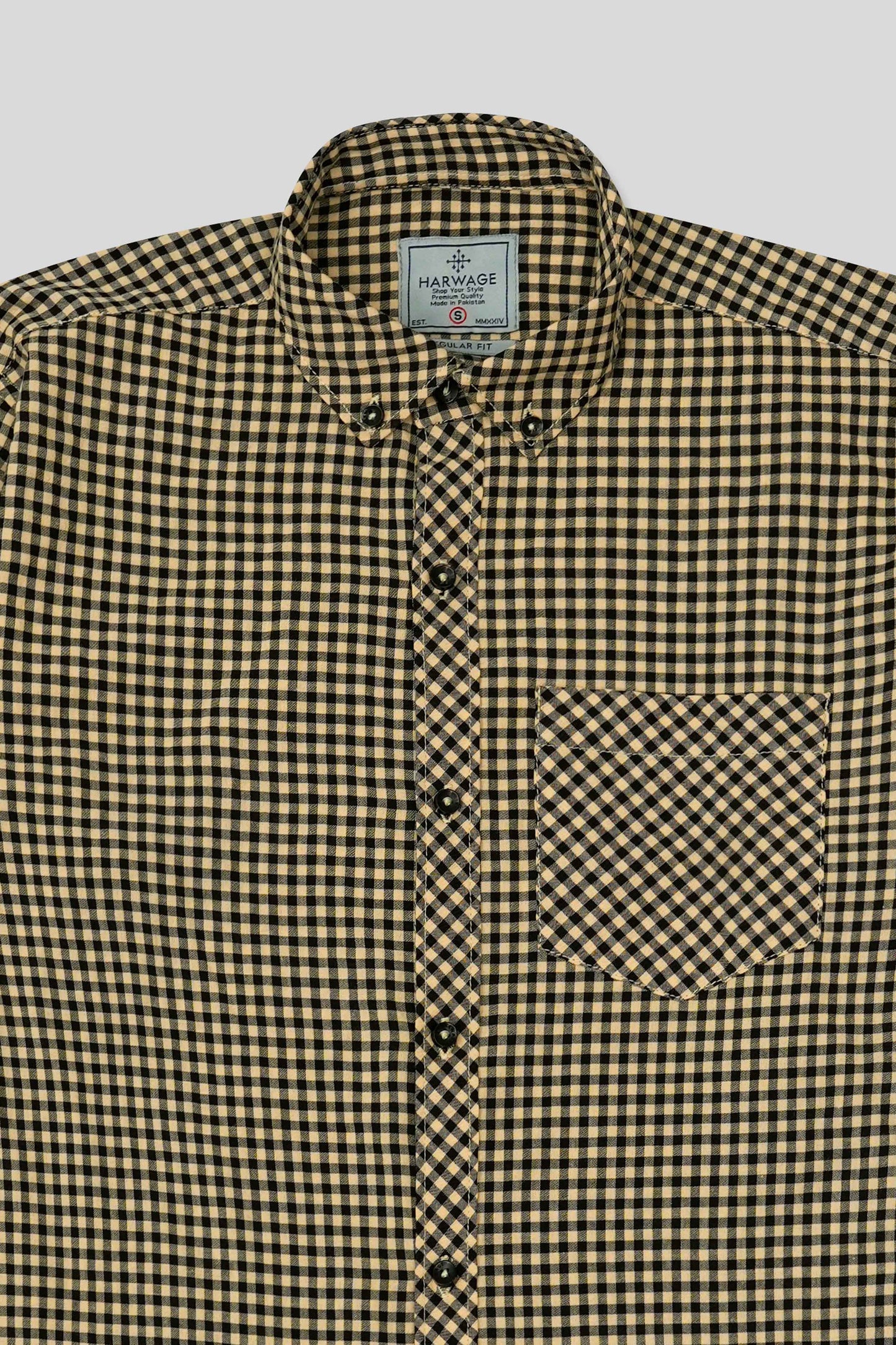 Men’s Classic Casual Shirt - Beige/Black