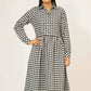 Women Woven Long Dress - Checkered
