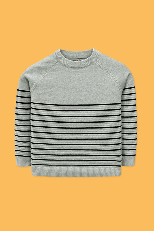 Junior Boys’ R-Neck Wool Cardigan - Grey