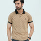 Men Graphic Polo with Contrast Trims - Beige - Harwage
