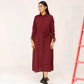 Women Woven Long Dress - Maroon - Harwage