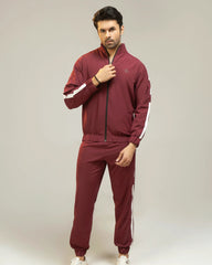 Men Regular Fit Tracksuit – Maroon