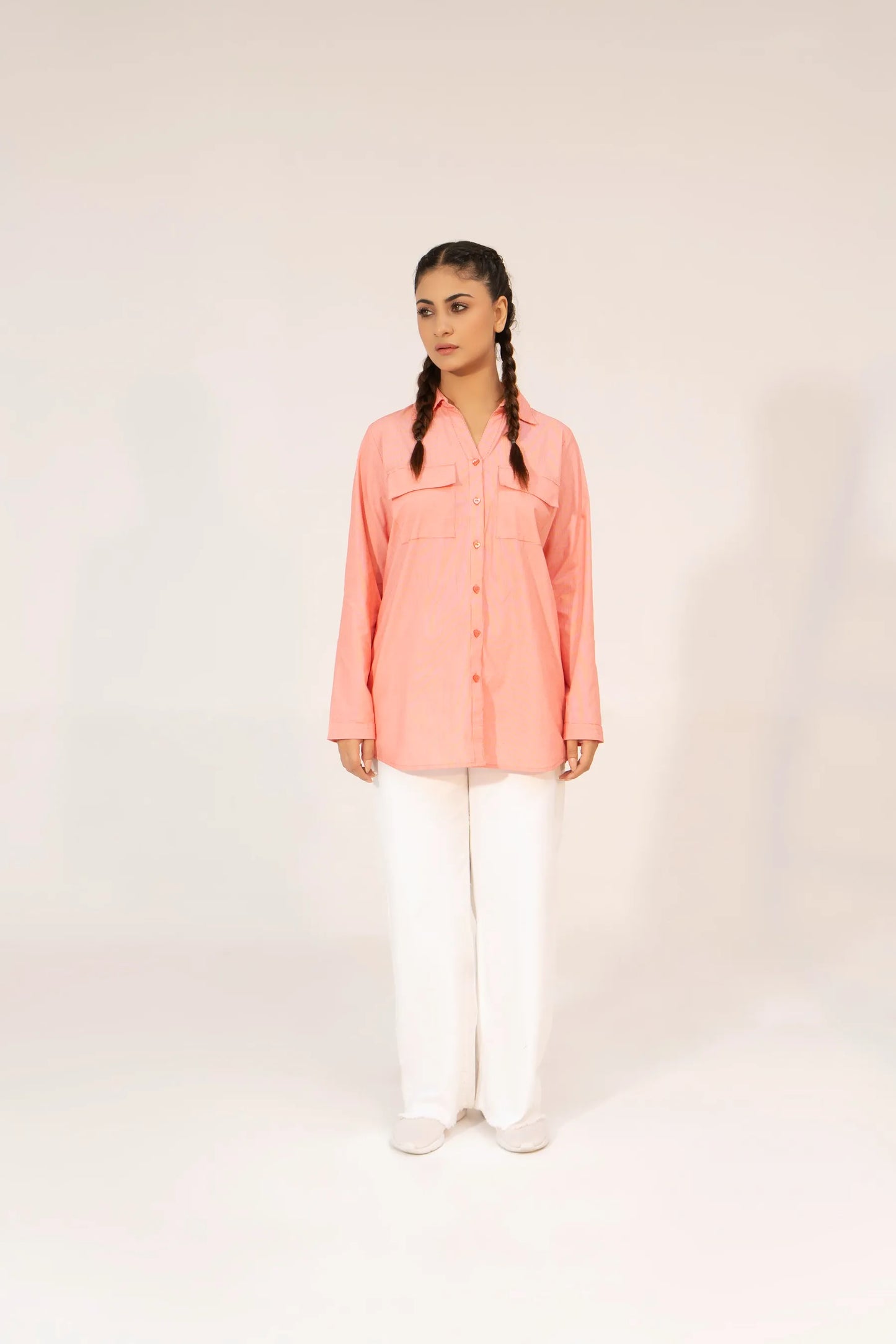 Women Printed Shirt- Red/White - Harwage