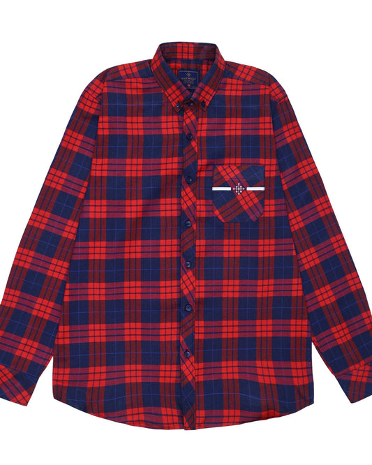 Men Woven Casual Shirt – Fiery Red Check - Harwage