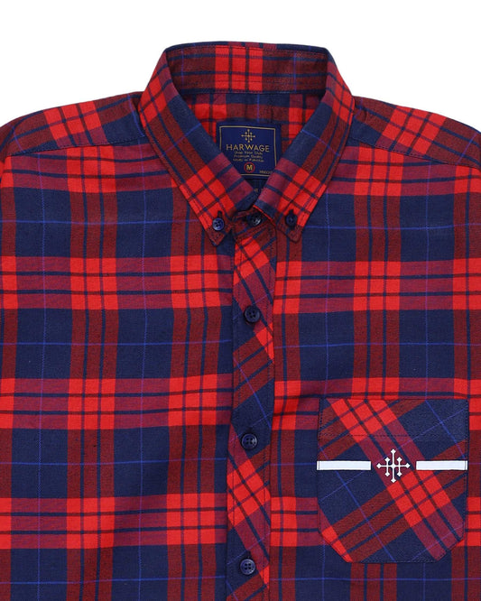 Men Woven Casual Shirt – Fiery Red Check - Harwage