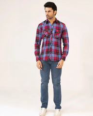 Men Casual Shirt – Maroon Checkered