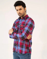 Men Casual Shirt – Maroon Checkered