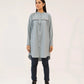 Women Tunic Dress Shirt - Carrot Blue - Harwage