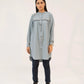 Women Tunic Dress Shirt - Carrot Blue - Harwage