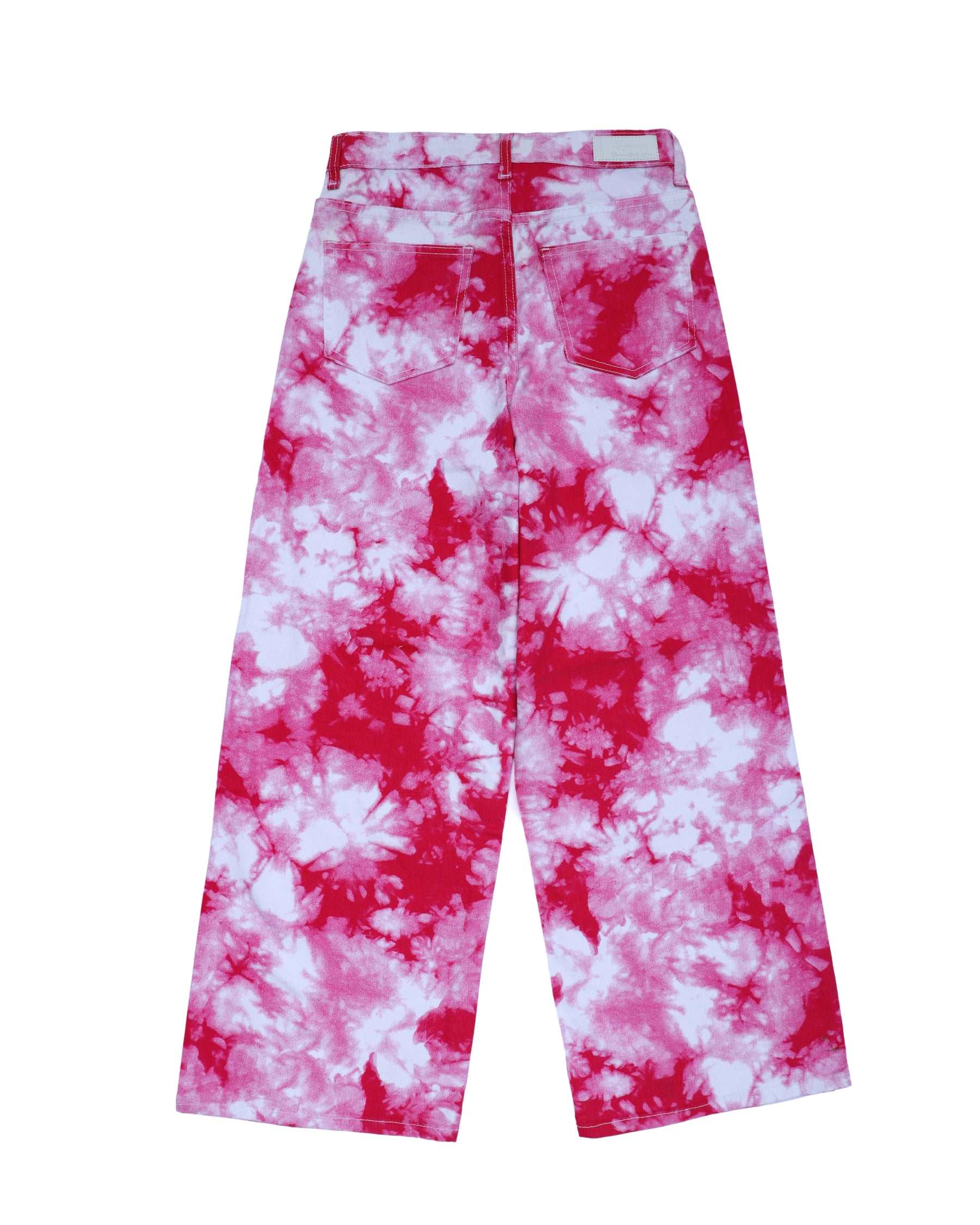 Women Tie & Dye Wide Leg Jeans – Fuchsia Pink