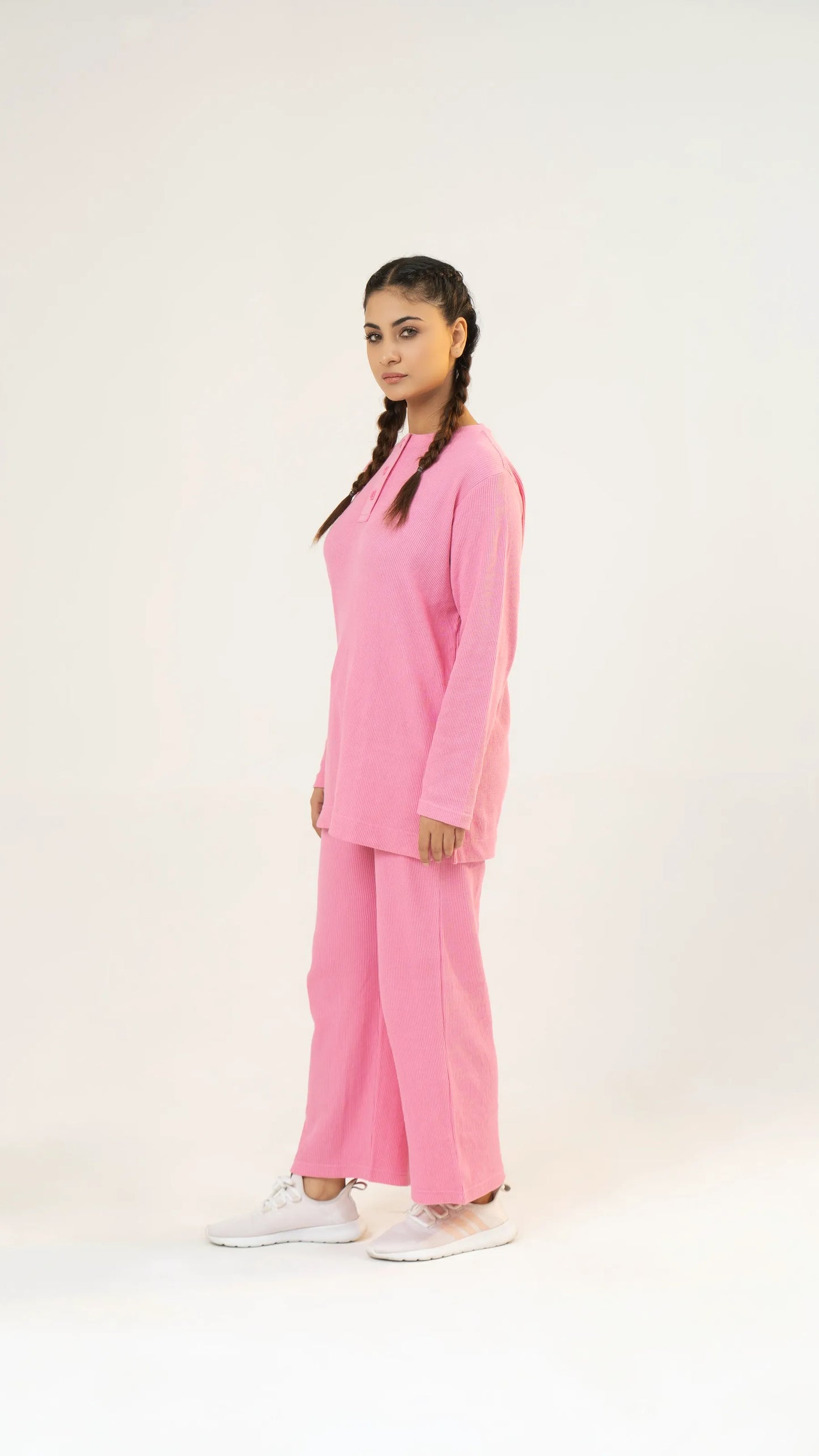 Women Plain Co-Ord Set - Pink - Harwage
