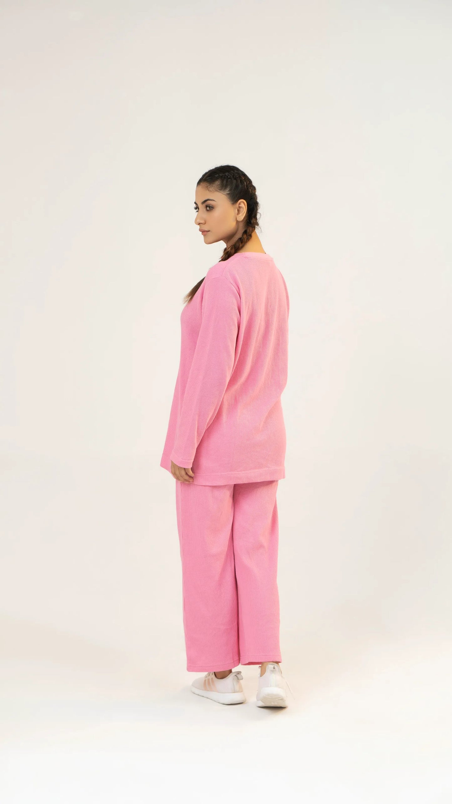 Women Plain Co-Ord Set - Pink - Harwage