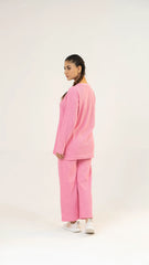 Women Plain Co-Ord Set - Pink - Harwage