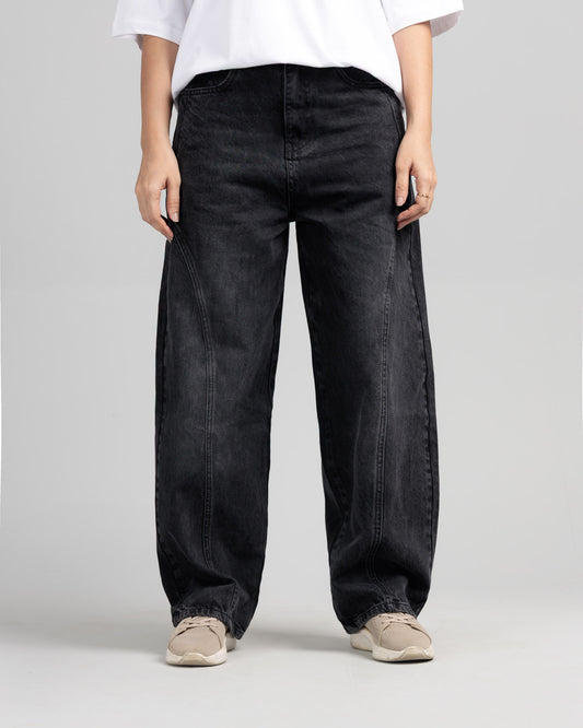 Women Skater Fit Cut & Sewn Jeans - Charcoal