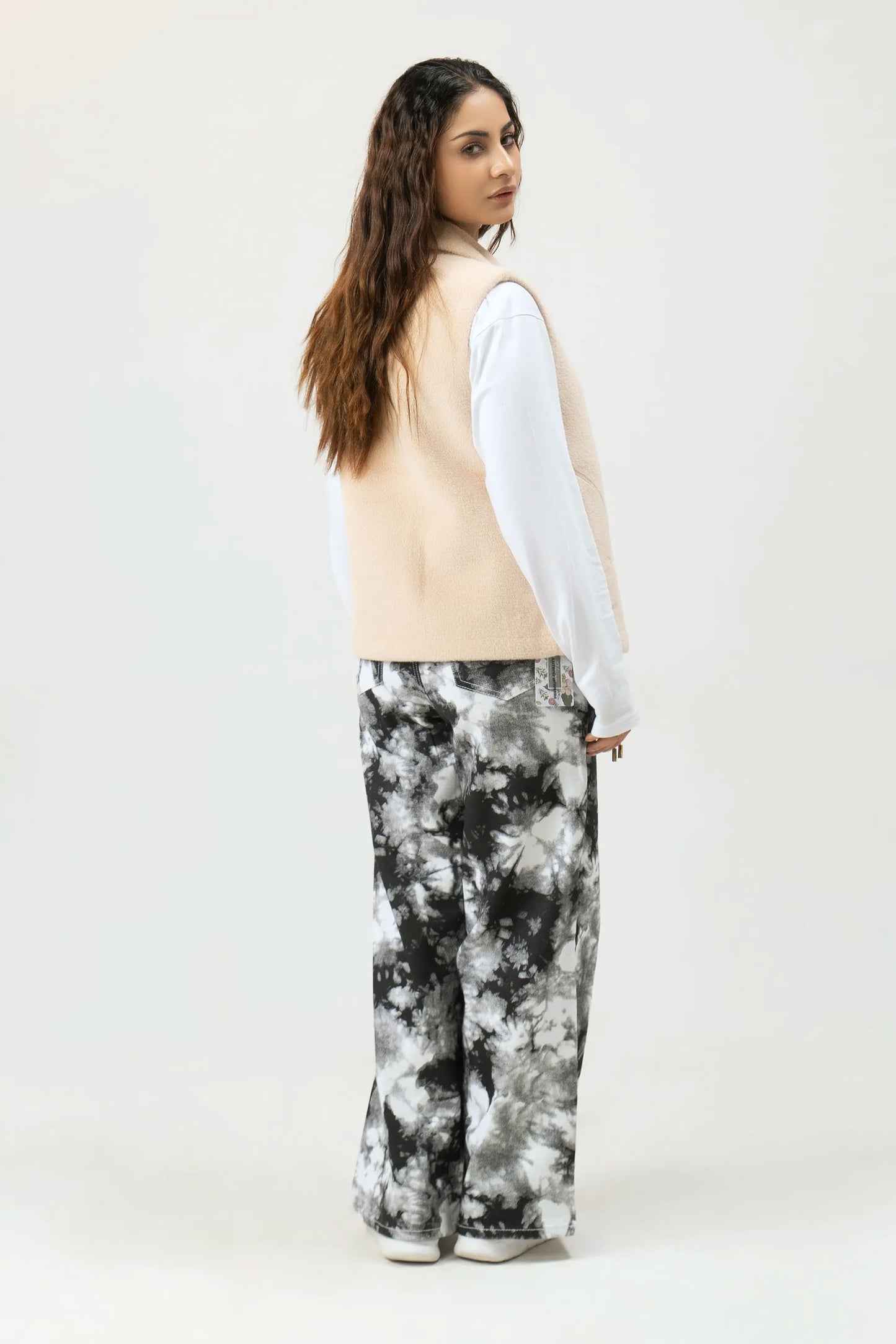 Women Rabbit Wool Sleeveless Coat - Beige